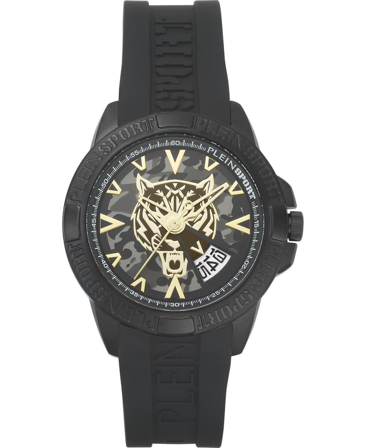 Plein Sport Mens Touchdown Black Silicone Strap Watch 44mm - Black Product Image