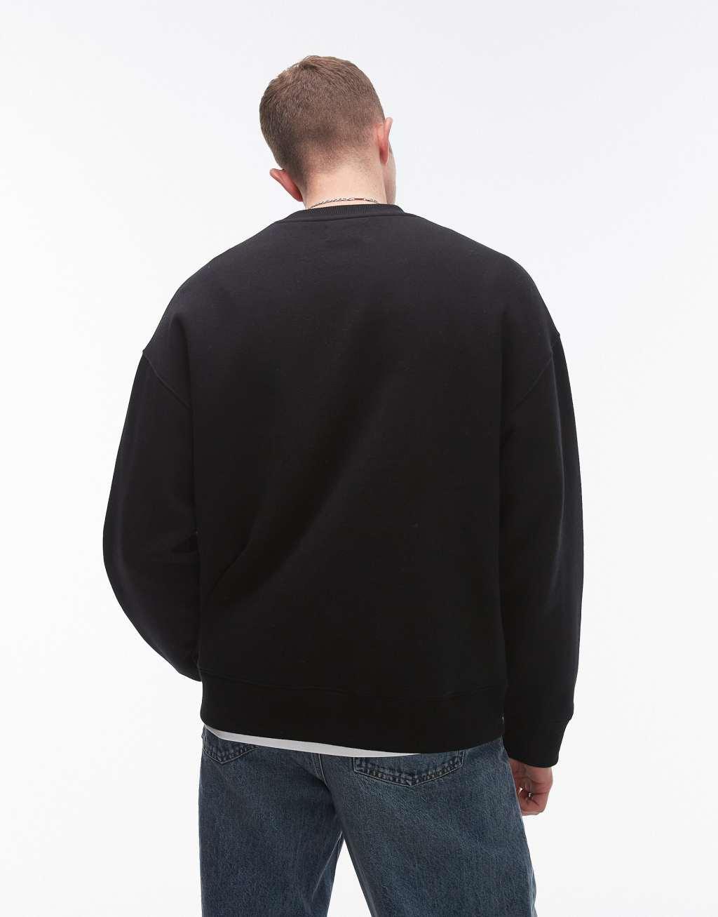 Topman oversized fit sweatshirt in black Product Image