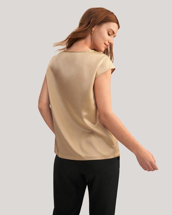 Basic Cap Sleeves Silk Tee Product Image