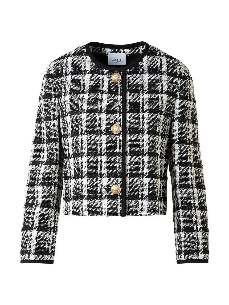 Womens Plaid Tweed Jacket Product Image