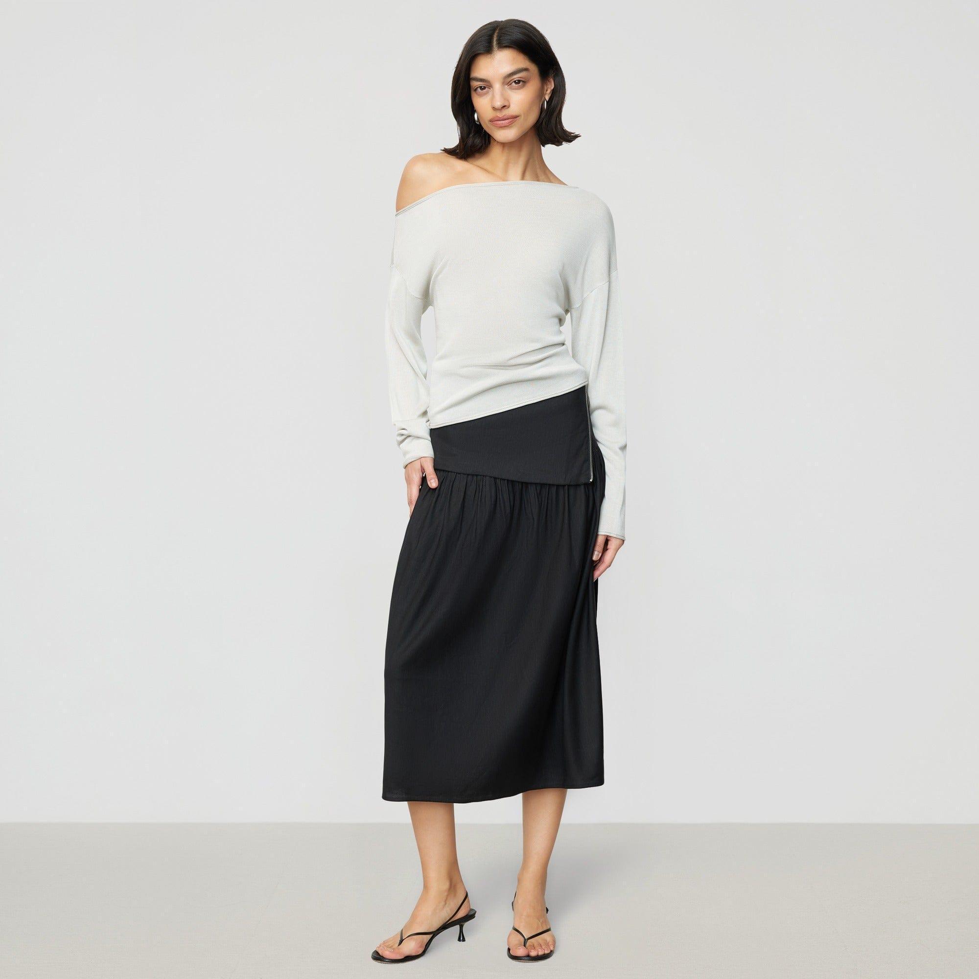 Mako Linen Foldover Zip-Waist Skirt Product Image