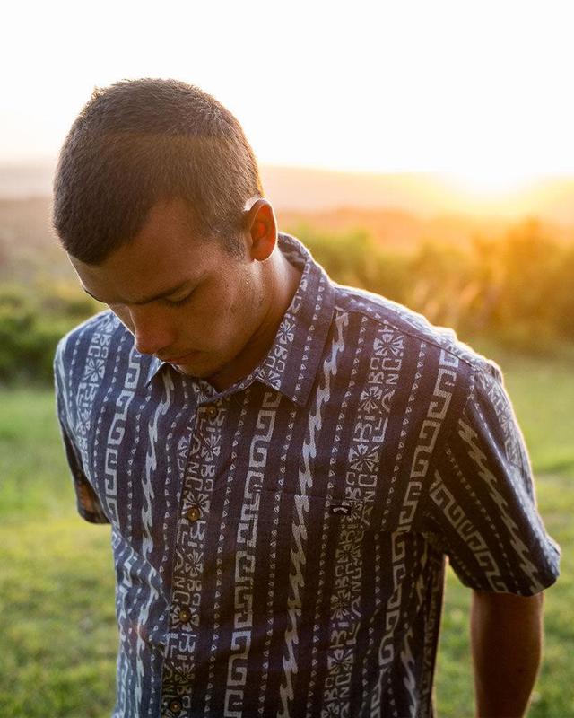 Sundays Jacquard Short Sleeve Shirt - Slate Blue Male Product Image