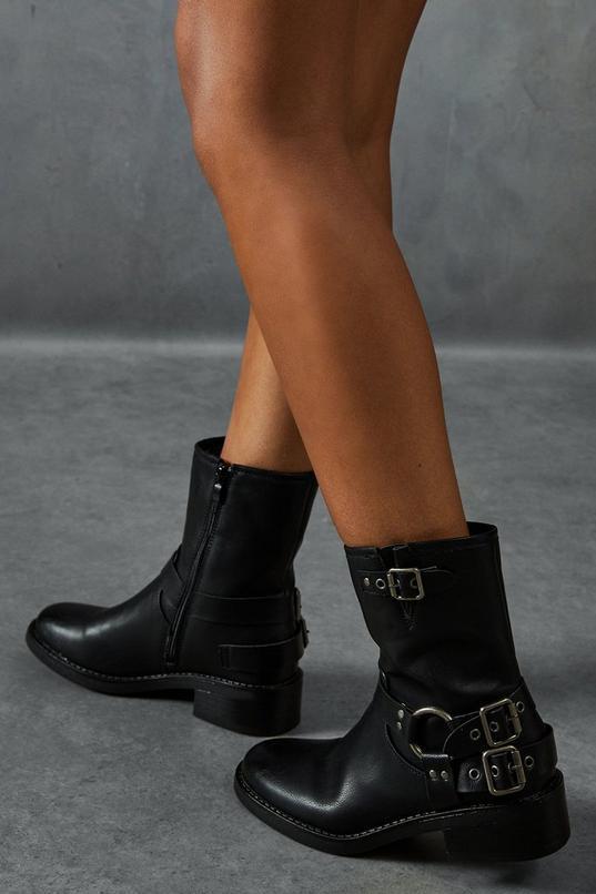 Leather Look Ankle Biker Boots product image