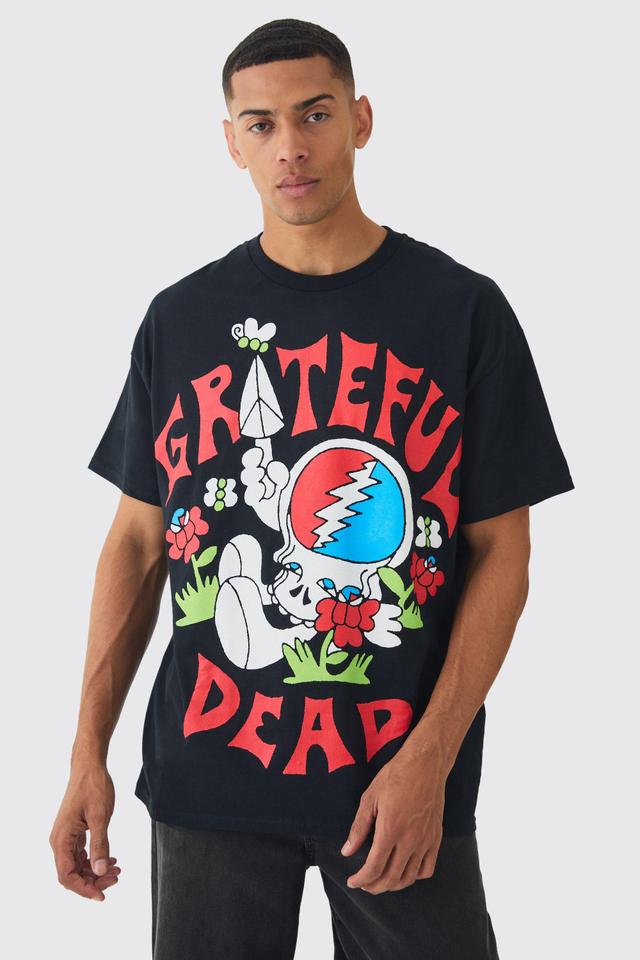 Oversized Grateful Dead Large Scale License Print T-Shirt | boohooMAN USA Product Image