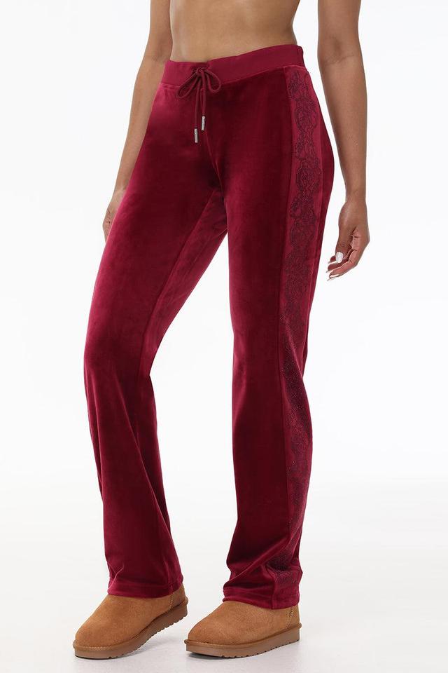 Lace Rhinestone Classic Track Pants Product Image