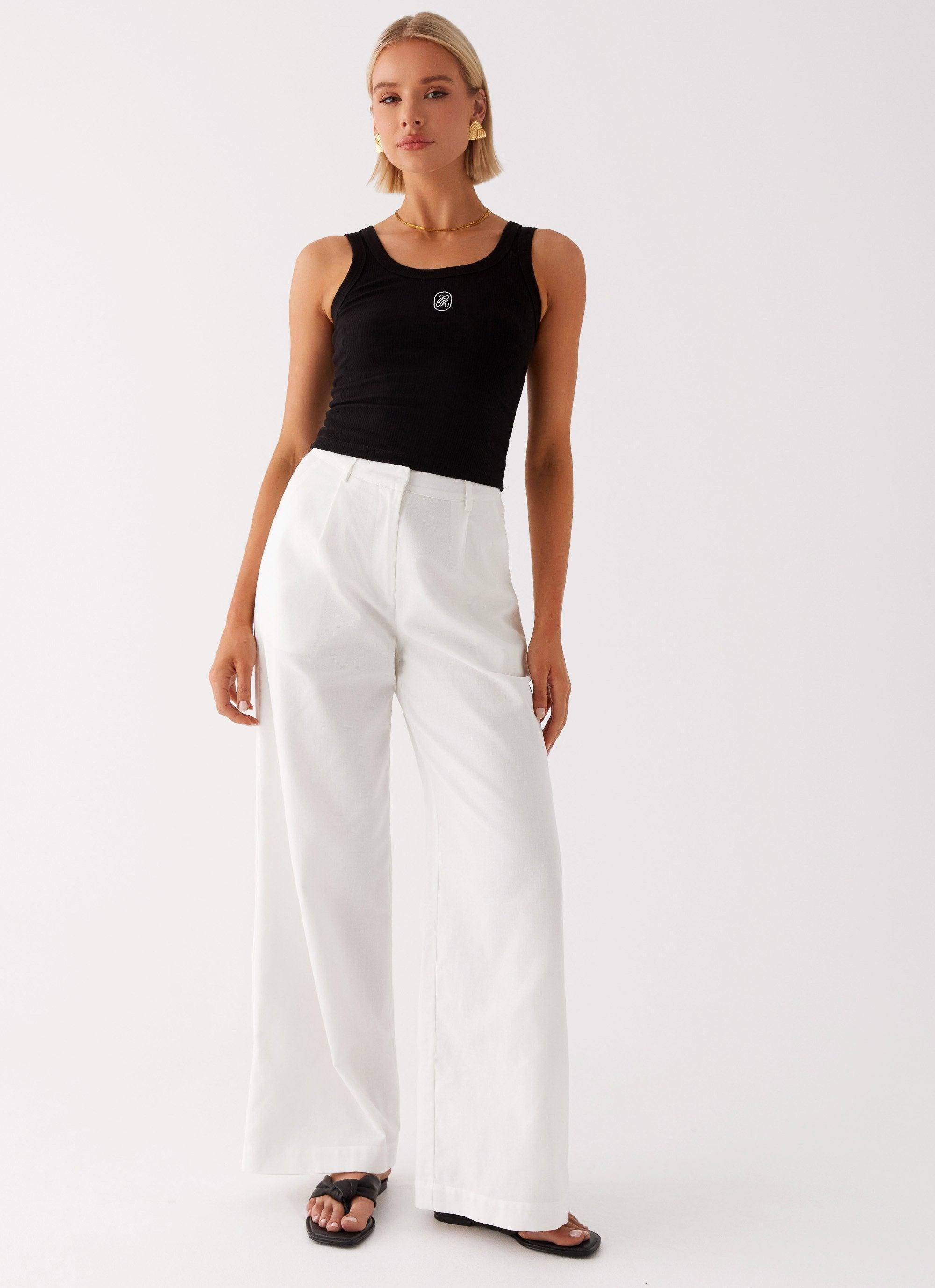 Heatwave Linen Wide Leg Pants - White product image