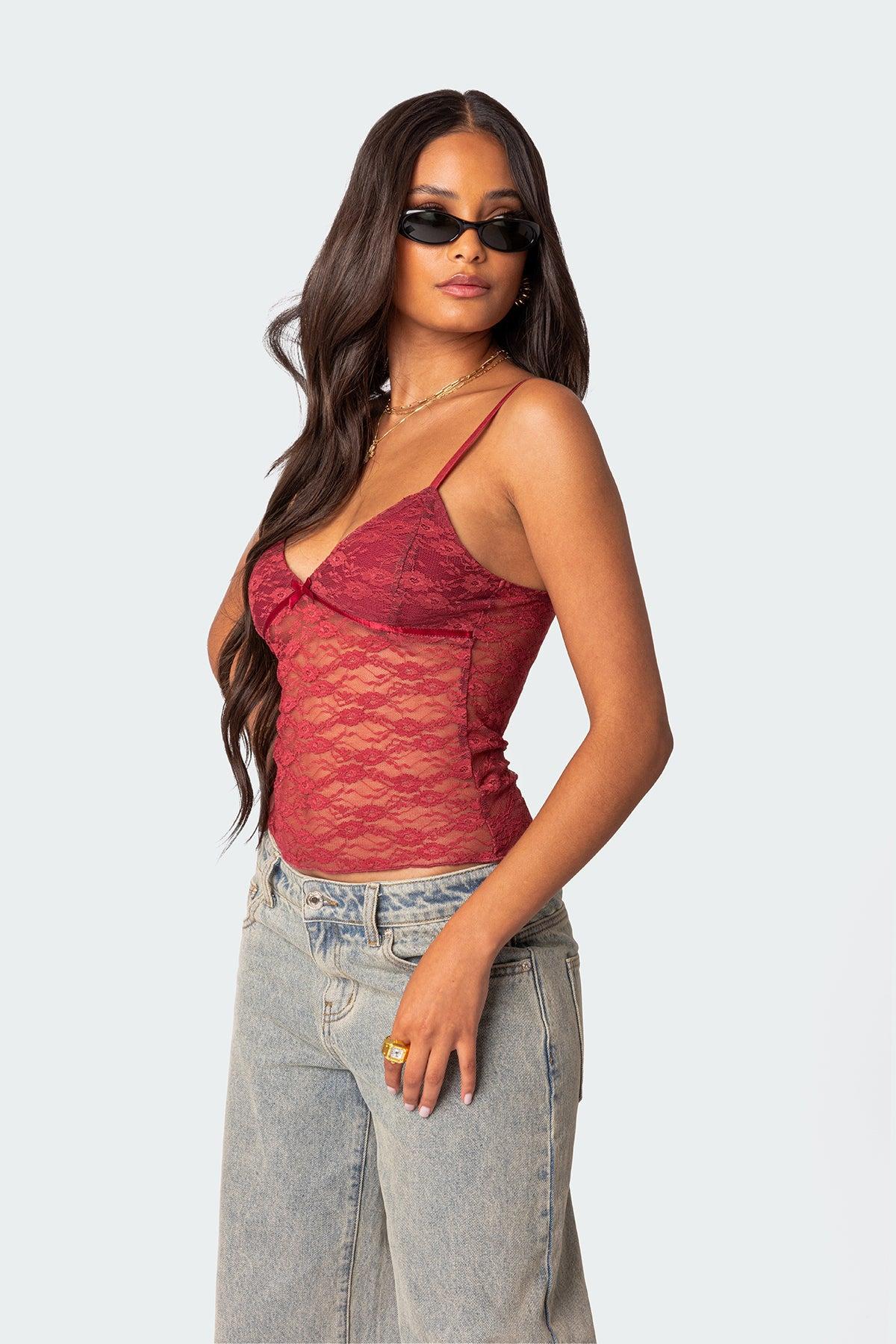 Eira Sheer Lace Tank Top Product Image