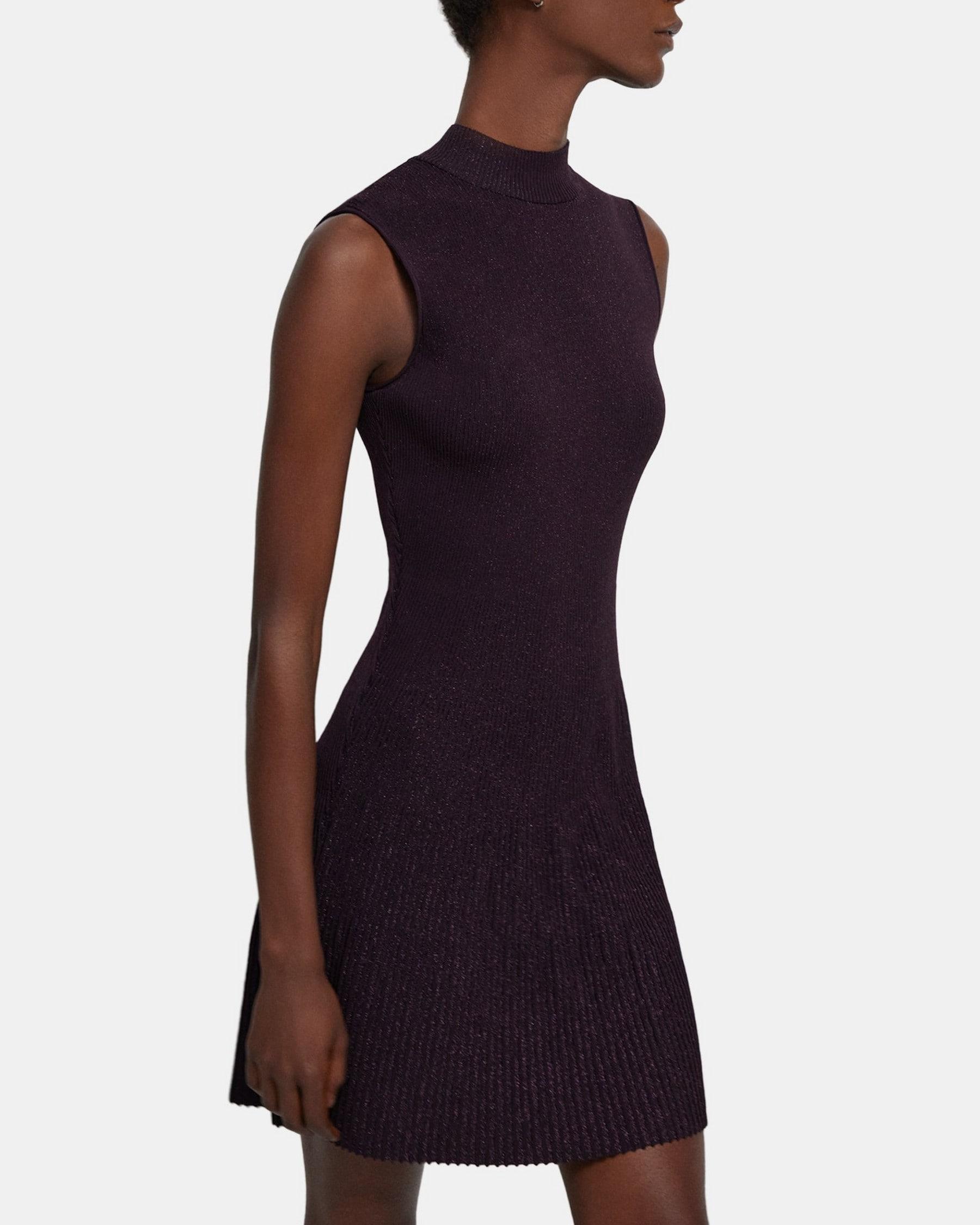 Ribbed Sleeveless Dress in Crepe Knit Product Image