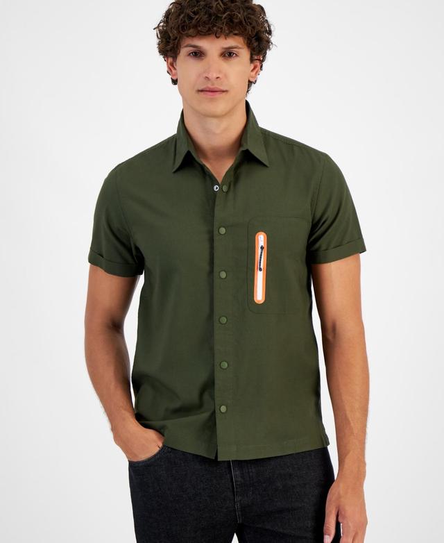 Sun + Stone Mens Samuel Short Sleeve Snap-Front Zip-Pocket Shirt, Created for Macys Product Image