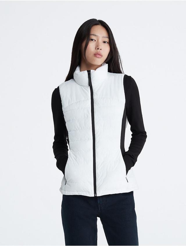 Calvin Klein Womens Lightweight Mixed Media Vest - White - XS Product Image