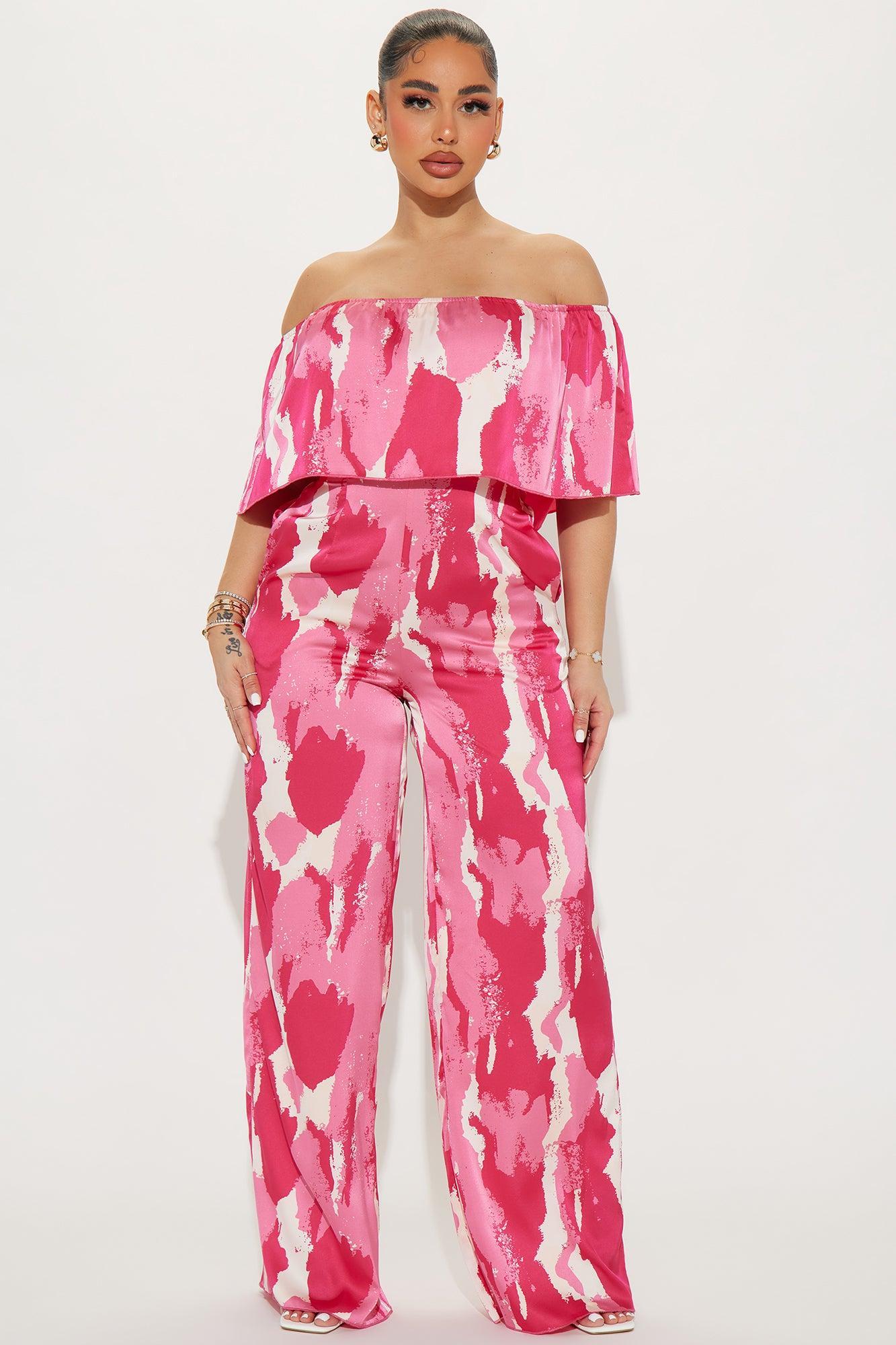 Make The Move Satin Jumpsuit  - Pink/combo Product Image