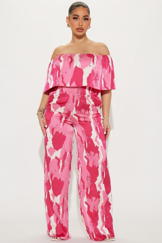 Make The Move Satin Jumpsuit  - Pink/combo Product Image