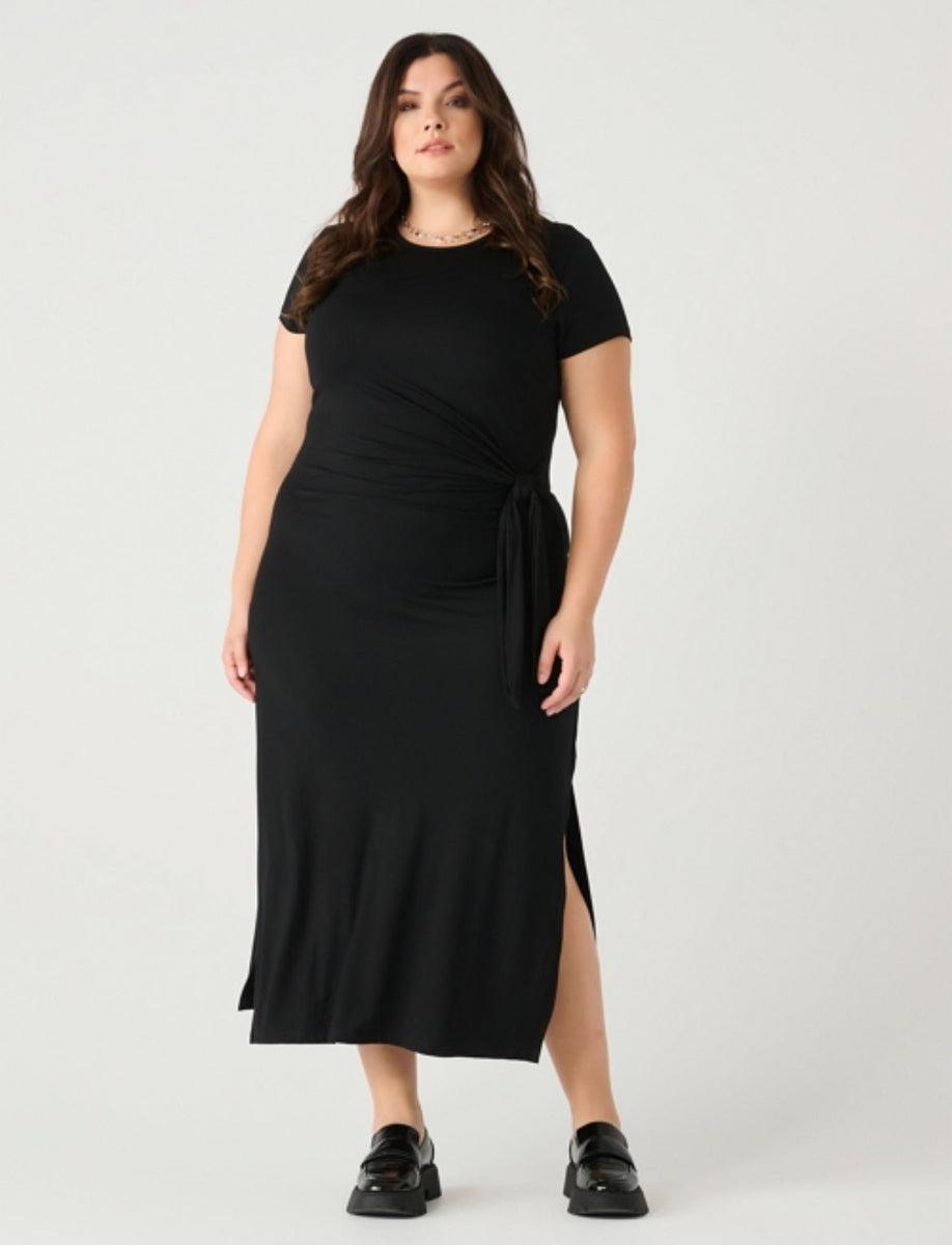 Short Sleeve Midi Dress with Knot Detail by Dex Plus Product Image