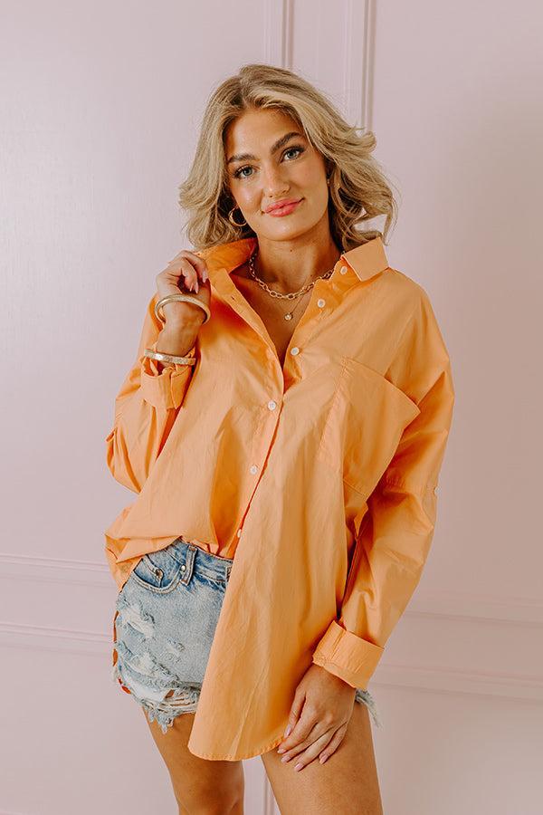 Sending Good Luck Button Up Top In Orange Product Image