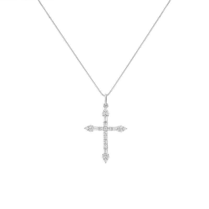 PRIMROSE Sterling Silver Cubic Zirconia Cross Pendant Necklace, Womens Gold Over Sterling Product Image