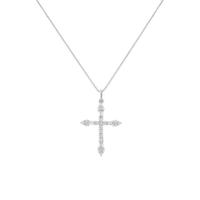 PRIMROSE Sterling Silver Cubic Zirconia Cross Pendant Necklace, Womens White Product Image