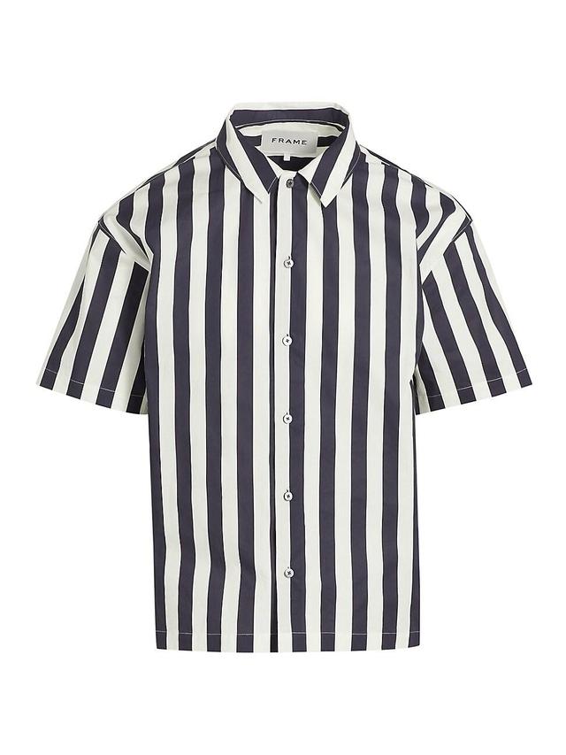 Mens Striped Cotton Camp Shirt Product Image