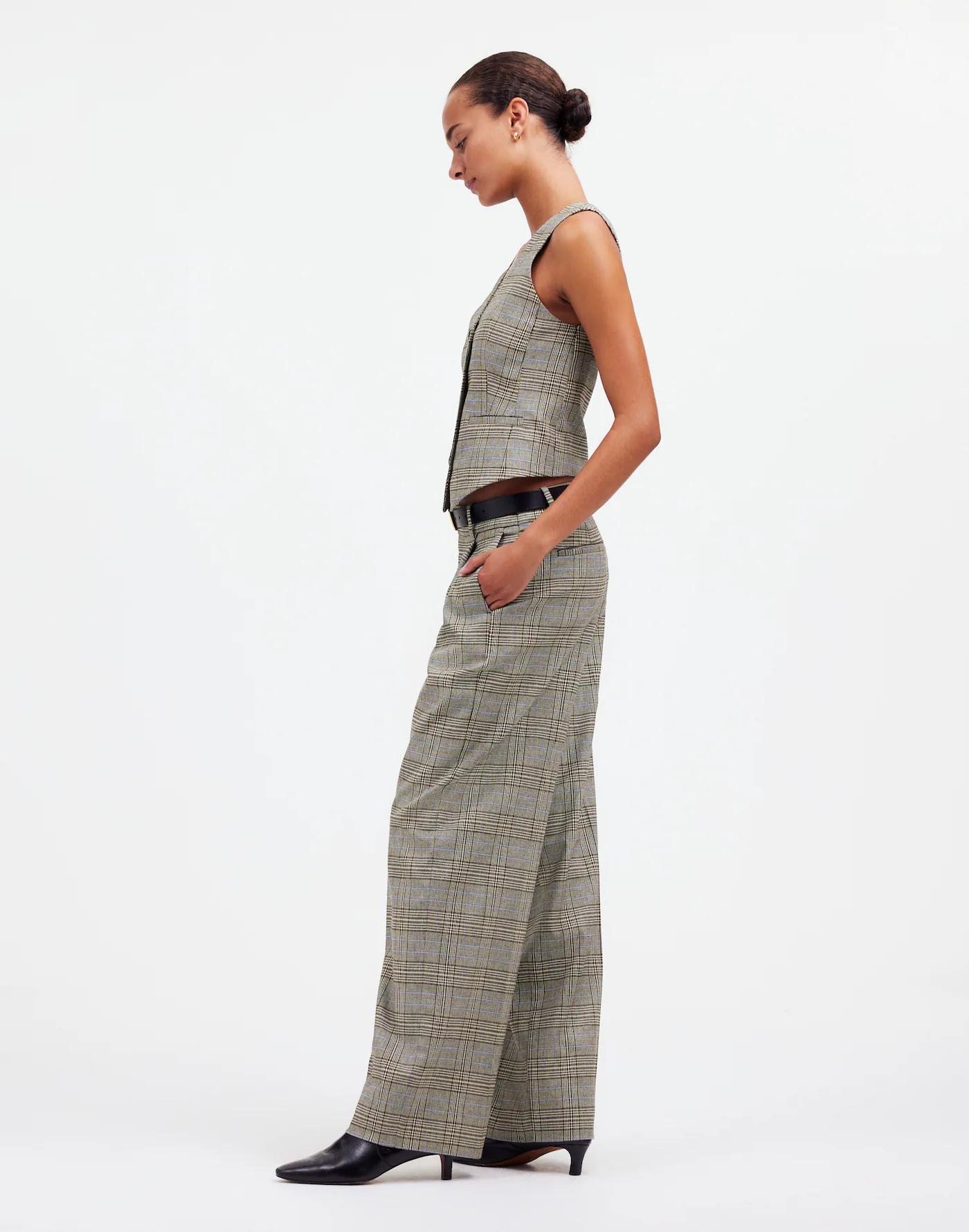 Slouchy Straight Pants in Yarn-Dyed Plaid Product Image