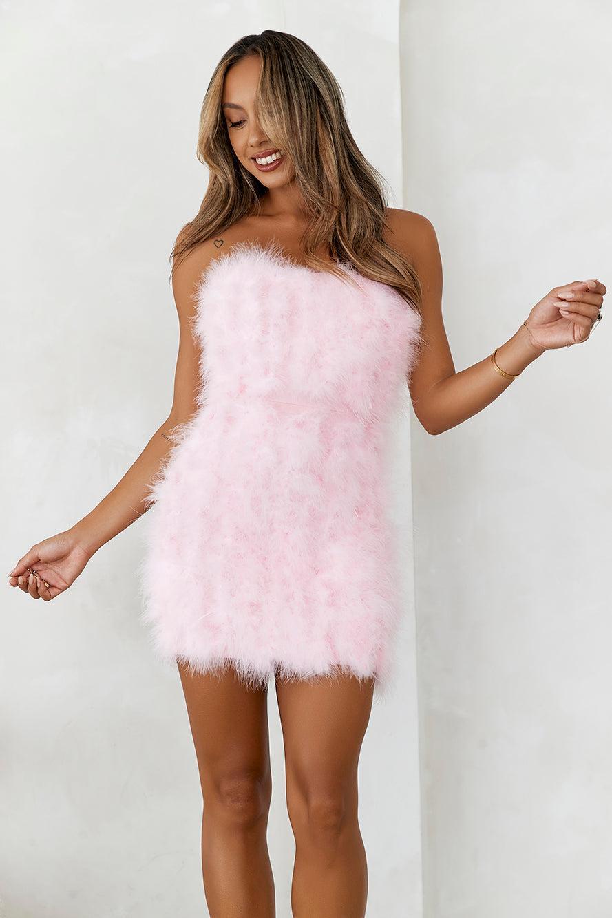 HELLO MOLLY Bring The Extravagance Feather Mini Dress Pink Product Image