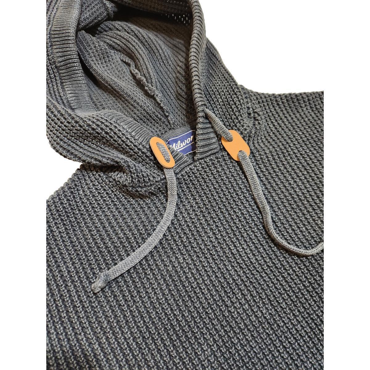 Cotton Hooded Sweater Navy Product Image