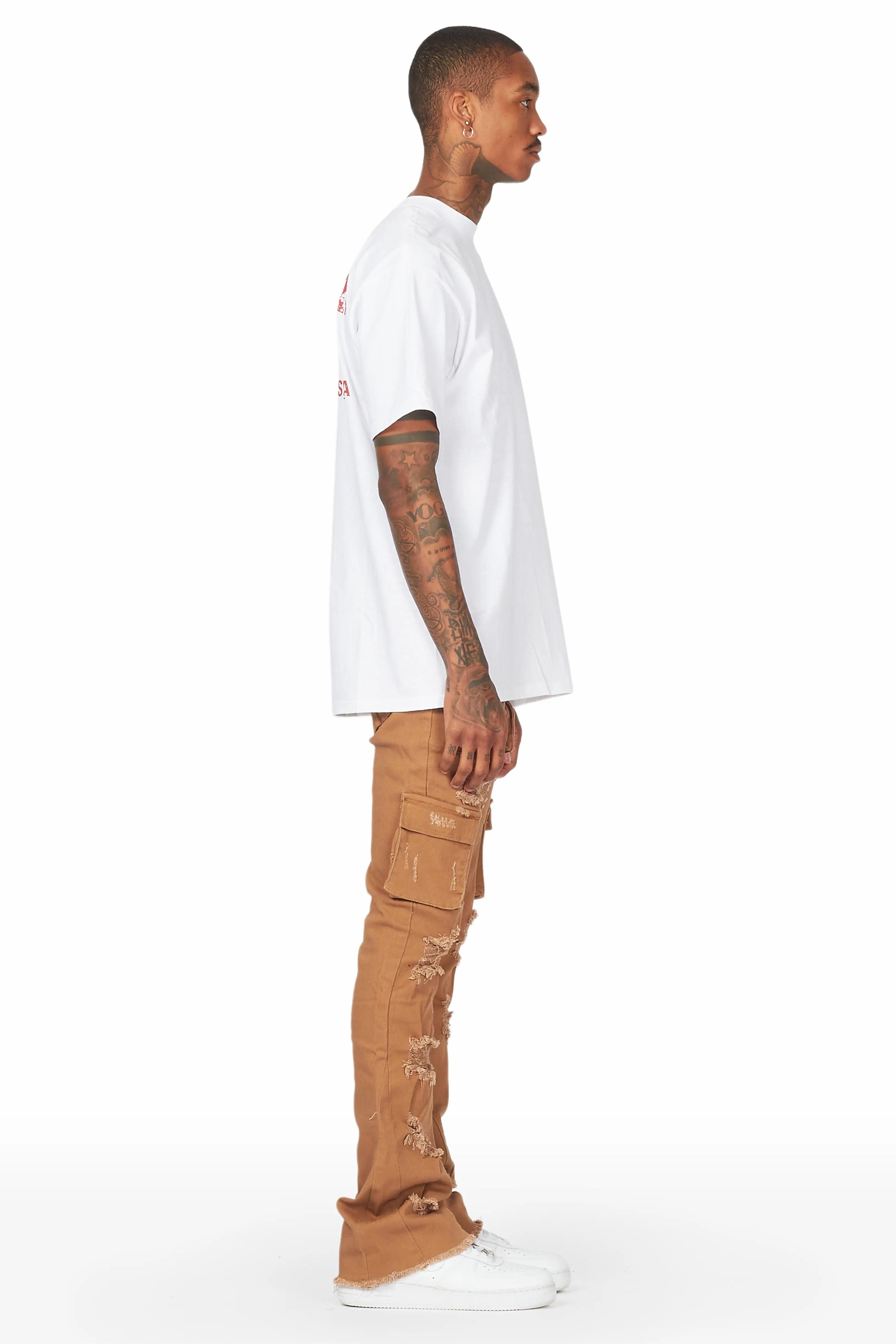 Zaid Tan Stacked Flare Jean Male Product Image