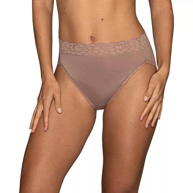 Womens Vanity Fair Flattering Lace Hi-Cut Panty 13280 Poised Brown Stripe Product Image