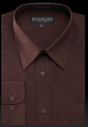 Basic Dress Shirt Regular Fit in Dark Brown Product Image