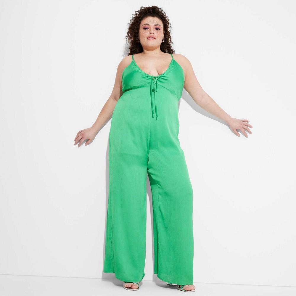 Womens Satin Wide Leg Jumpsuit - Wild Fable Jade 1X Product Image