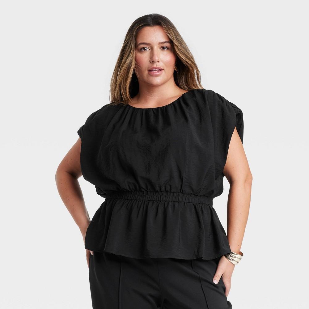 Womens Peplum Shirt - A New Day Black XXL Product Image