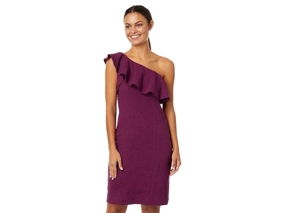 Womens Bordeaux One-Shoulder Minidress Product Image