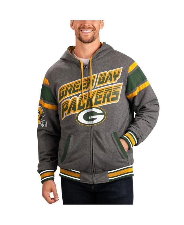 Mens G-III Sports by Carl Banks /Gray Bay Packers Extreme Full Back Reversible Hoodie Full-Zip Jacket Product Image