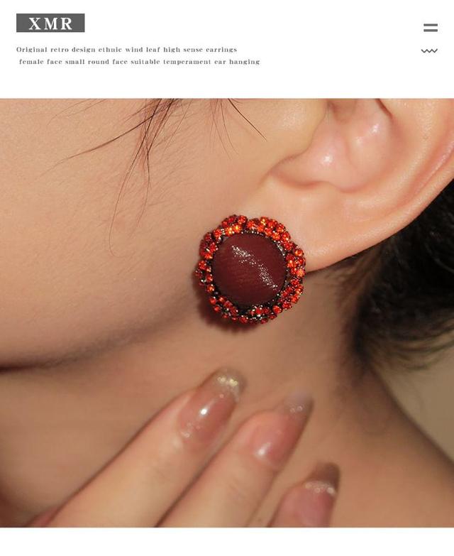 Floral Rhinestone Ear Stud Product Image