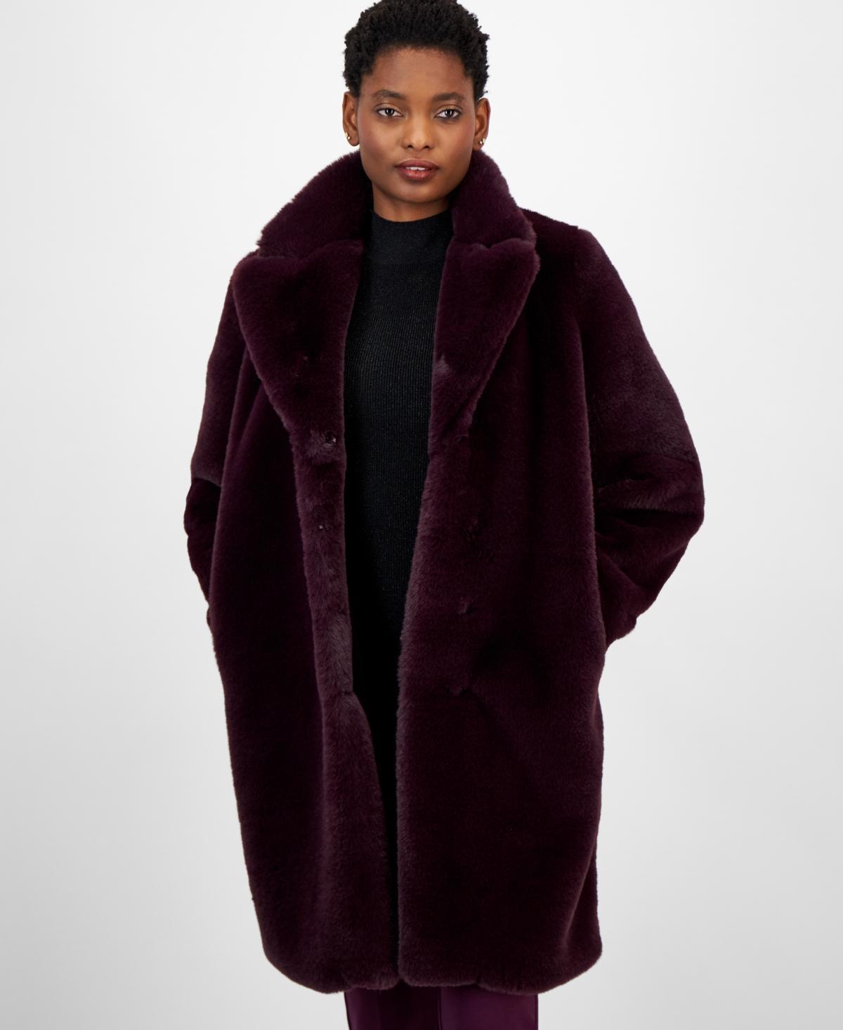 Anne Klein Womens Faux-Fur Car Coat Product Image