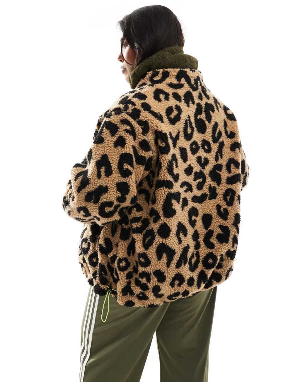 Renee Studio x Holly Wynne exclusive borg zip through jacket in leopard print Product Image