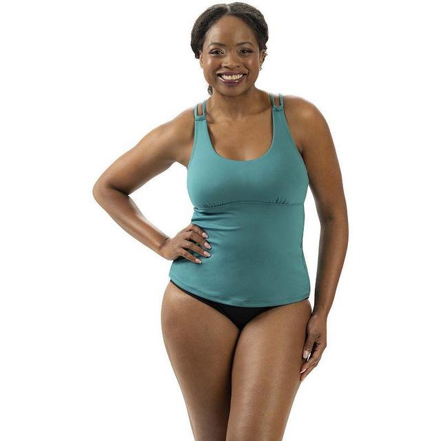 Womens Dolfin Deep Scoopneck Tankini Swim Top Green Product Image