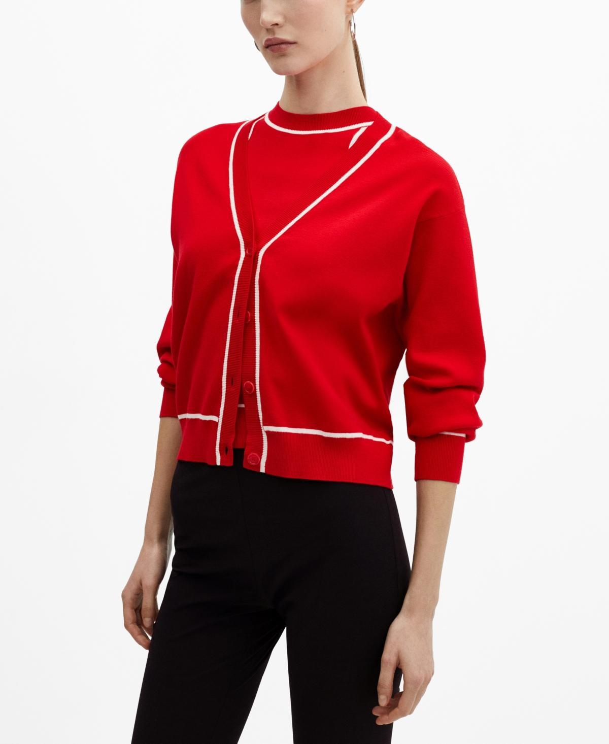 Mango Womens Contrast Trims Cardigan Product Image