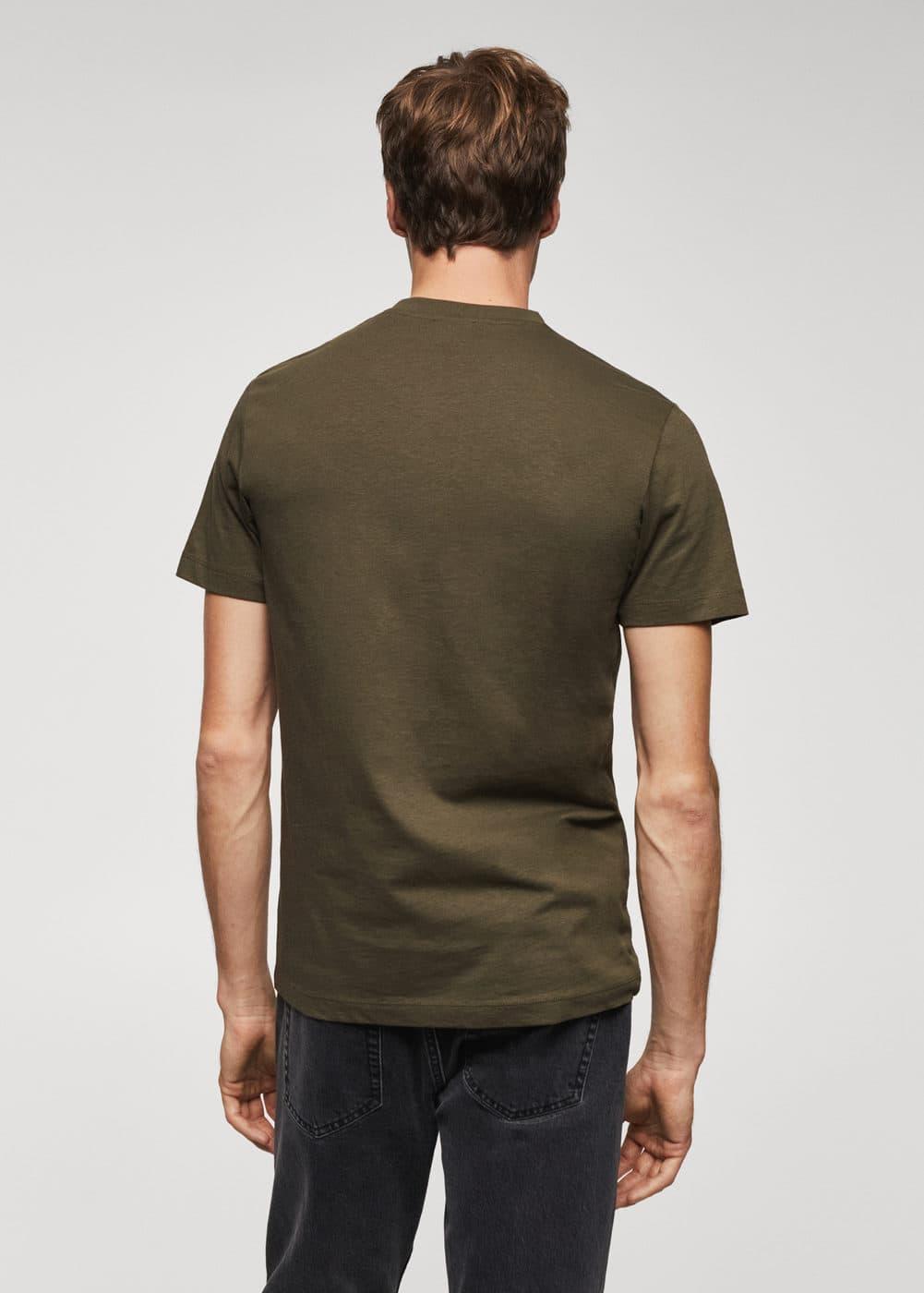 MANGO MAN - Basic cotton V-neck T-shirt dark greenMen Product Image