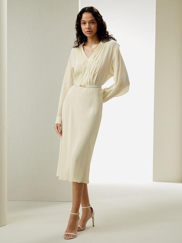 Minimalist Silk Midi Dress Product Image