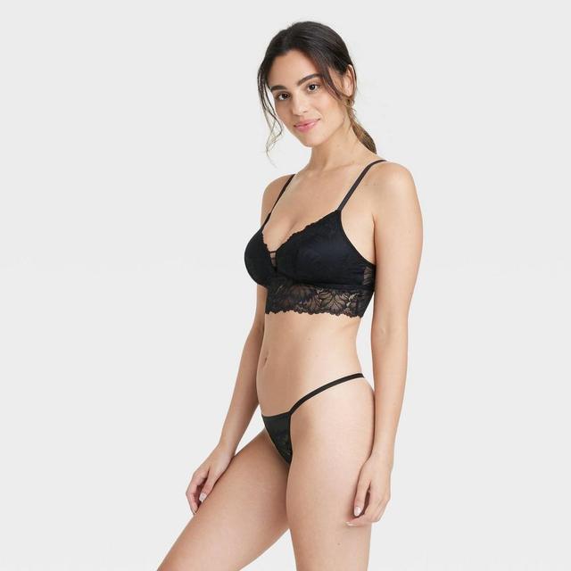 Womens Lace and Mesh String Thong - Auden Black XS Product Image