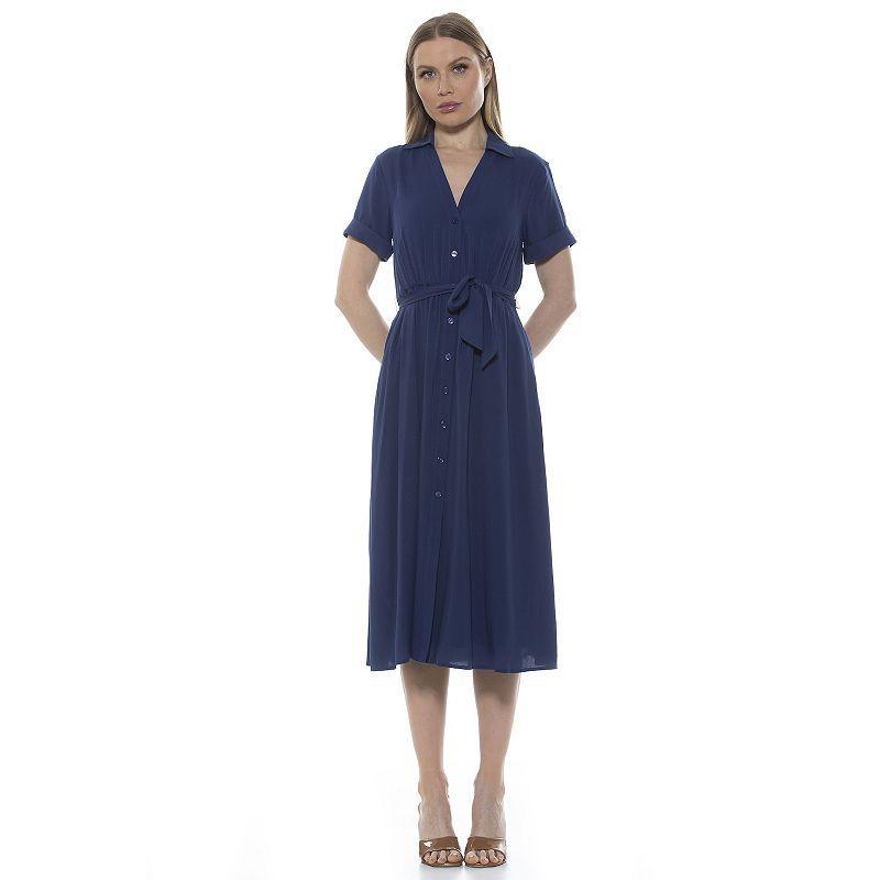 Womens ALEXIA ADMOR Liv Button-Down Midi Shirt Dress Product Image