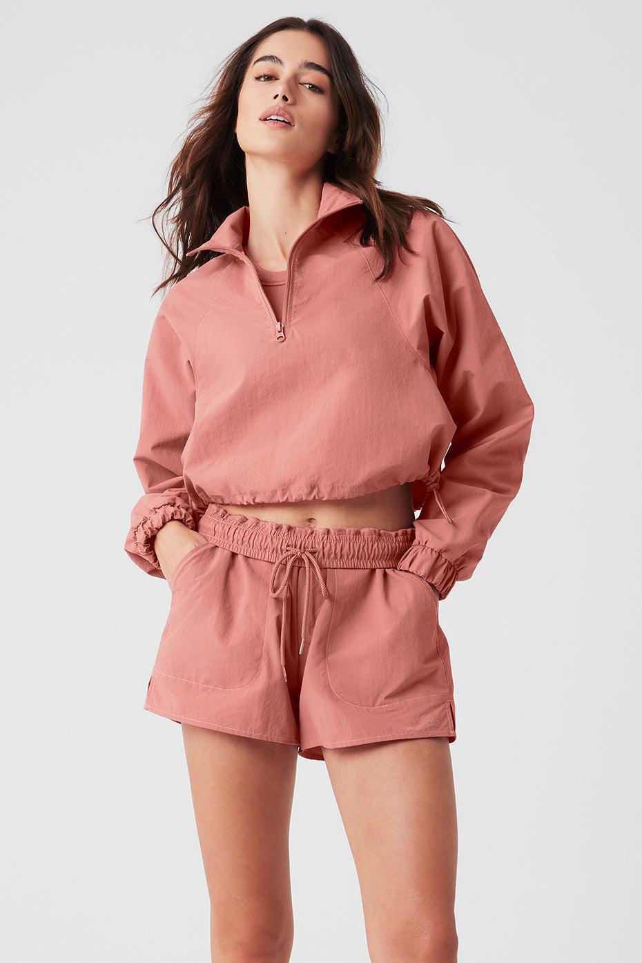 Cropped 1/4 Zip Alumni Pullover - Soft Terracotta Female Product Image