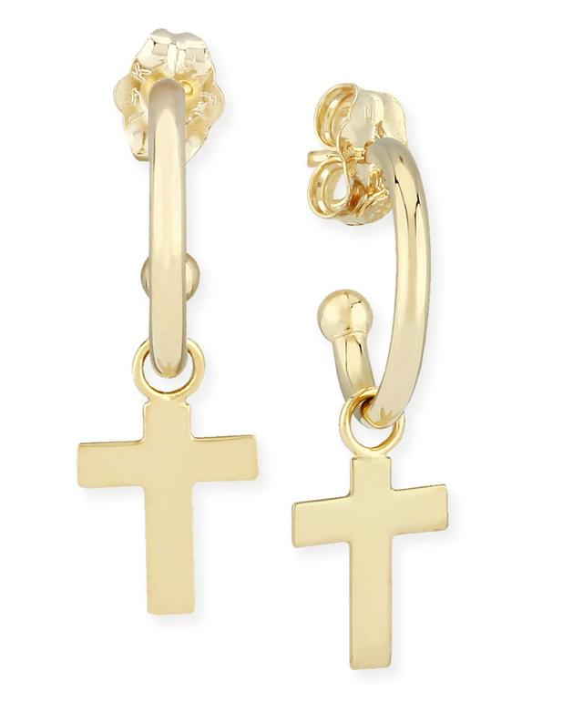 Saks Fifth Avenue Made in Italy Saks Fifth Avenue Women's 14K Yellow Gold Flat Cross Drop Earrings  - female - Size: one-size Product Image