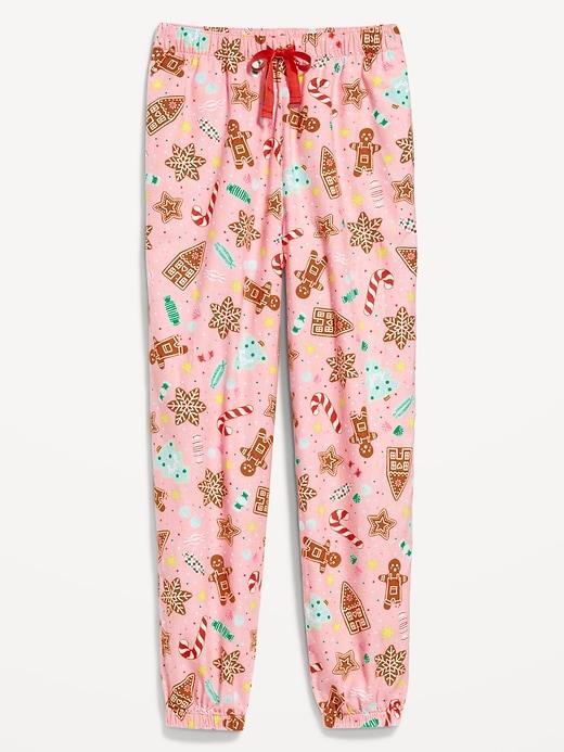 High-Waisted Flannel Pajama Joggers Product Image