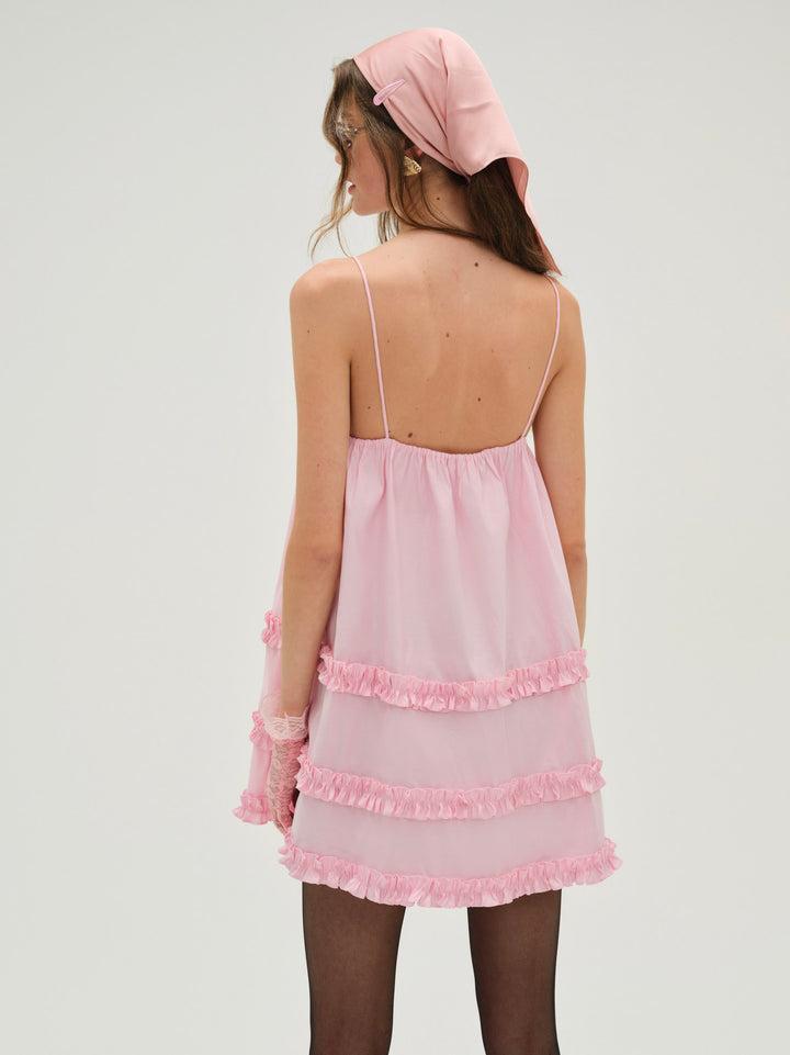 Anya Babydoll Mini Dress — Pink Product Image