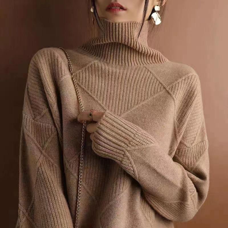 Turtleneck Plain Sweater Product Image