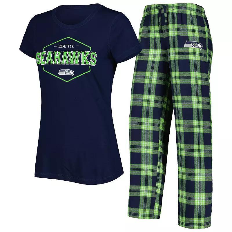 Womens Concepts Sport College /Neon Green Seattle Seahawks Badge T-Shirt & Pants Sleep Set Blue Product Image