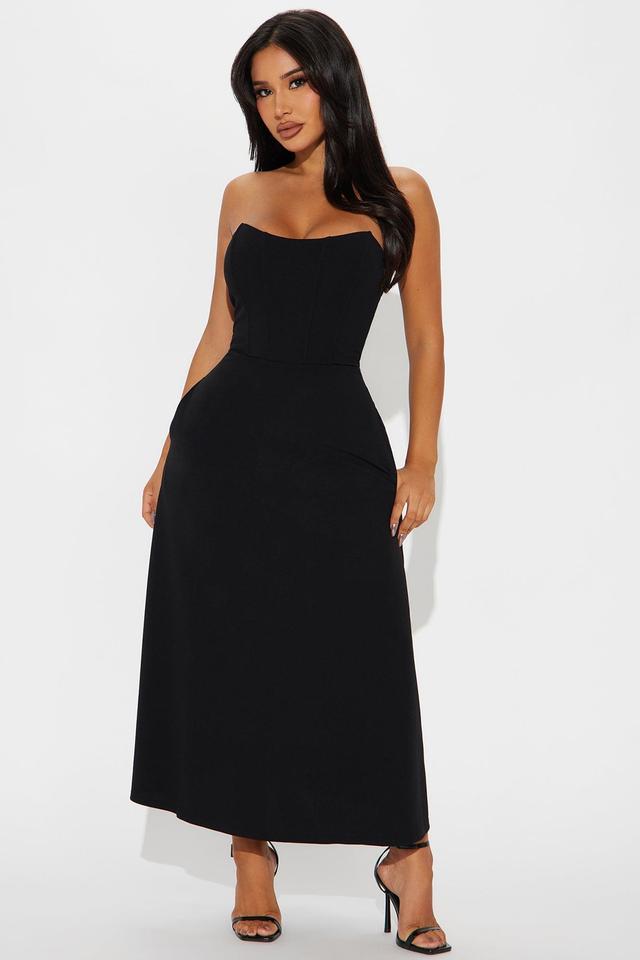 Oh Cherie Corset Midi Dress - Black Product Image