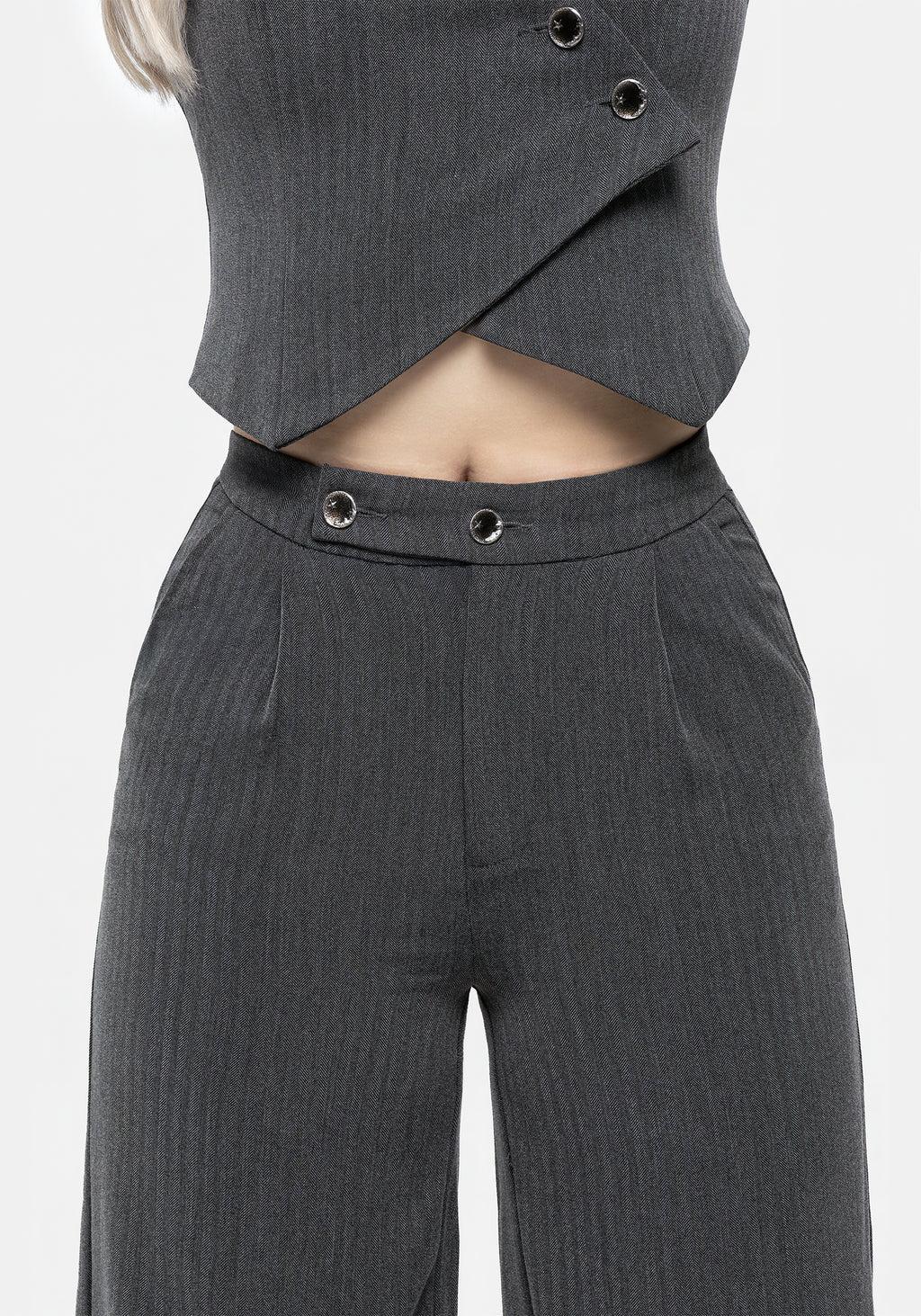 Moonage Herringbone Tailored Trousers - Grey Product Image