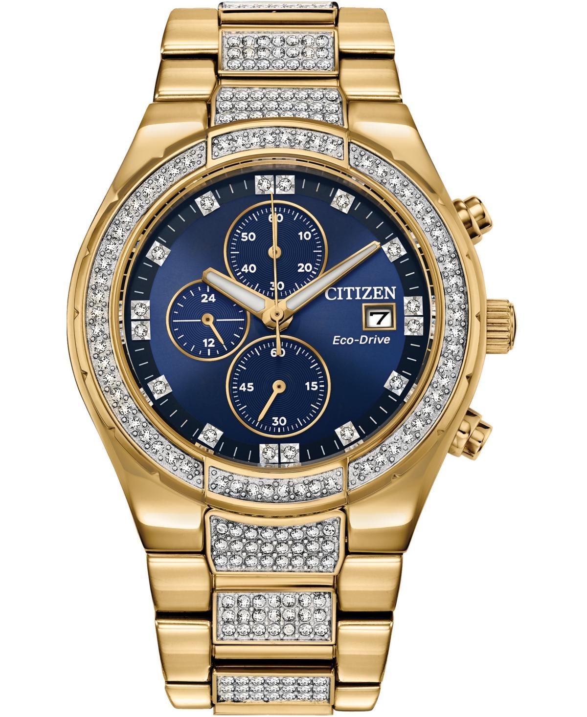 Mens Citizen Eco-Drive Crystal Chronograph Watch - CA0752-58L Gold Product Image