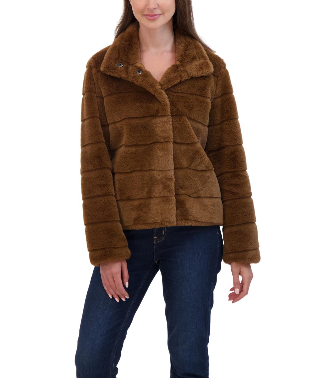 Sebby Collection Womens Sheared Faux Fur Snap Front Jacket Product Image